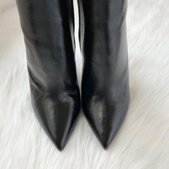 Saint Laurent Paris Women's Black Freja 105 Bootie Blue/Silver Heel Size 38.5 - Picture 6 of 9